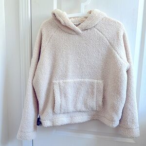 Vince faux fur women sweatshirt hoodie in oatmeal color XS